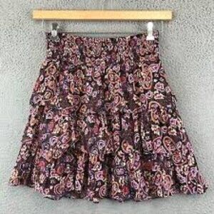 Anthropologie Tiered Ruffle Mini Skirt Size XS